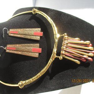 Vintage Kardashian Choker Necklace/4 bracelets/2 Sets Dangle Earrings.